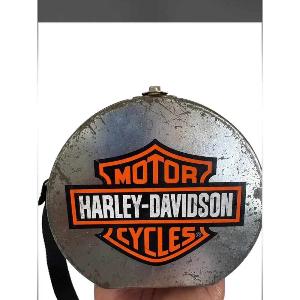 Vintage Harley-Davidson Men's Round Crossbody Metal Bag